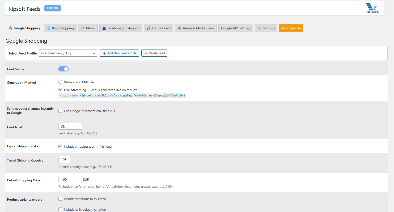 klpsoft Feeds for WooCommerce - EN